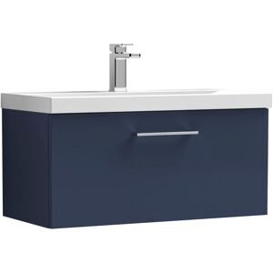Balterley Level Contemporary Bathroom Wall Hung 1-Drawer Vanity & Basin, Midnight Blue, 800mm Balterley Level Contemporary Bathroom Wall Hung 1-Drawer Vanity & Basin, Midnight Blue, 800mm