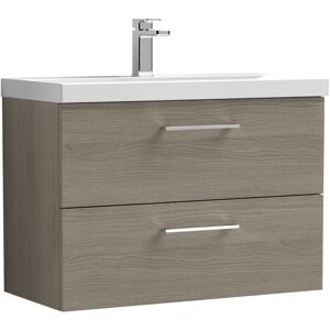 Balterley Level Wall Hung 2 Soft Close Drawer & Thin-Edge Bathroom Vanity Unit Basin, Solace Oak, 800mm Balterley Level Wall Hung 2 Soft Close Drawer & Thin-Edge Bathroom Vanity Unit Basin, Solace Oak, 800mm