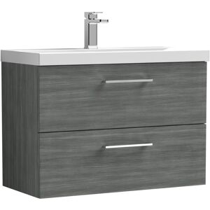 Balterley Level Modern Bathroom 2 Soft Close Drawer Wall Hung Vanity Unit & Thin-Edge Basin, Anthracite, 800mm Balterley Level Modern Bathroom 2 Soft Close Drawer Wall Hung Vanity Unit & Thin-Edge Basin, Anthracite, 800mm