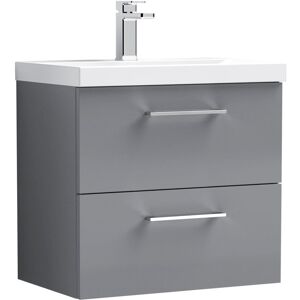 Balterley Level Contemporary Bathroom 2 Soft Close Drawer & Thin-Edge Wall Hung Vanity Unit Basin, Satin Grey, 600mm Balterley Level Contemporary Bathroom 2 Soft Close Drawer & Thin-Edge Wall Hung Vanity Unit Basin, Satin Grey, 600mm