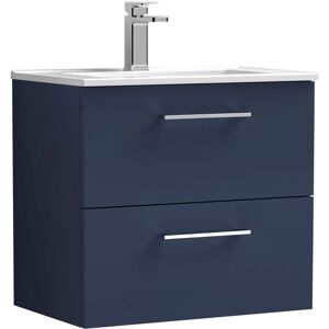 Balterley Level Contemporary Bathroom 2 Soft Close Drawer & Minimalist Wall Hung Vanity Unit Basin, Midnight Blue, 600mm Balterley Level Contemporary Bathroom 2 Soft Close Drawer & Minimalist Wall Hung Vanity Unit Basin, Midnight Blue, 600mm