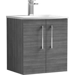 Balterley Level Modern Bathroom 2 Soft Close Door Wall Hung Vanity & Basin, Anthracite, 500mm Balterley Level Modern Bathroom 2 Soft Close Door Wall Hung Vanity & Basin, Anthracite, 500mm