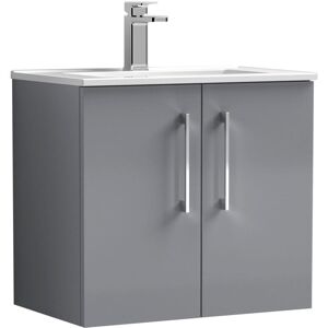 Balterley Level Modern Bathroom 2 Soft Close Door & Minimalist Wall Hung Vanity Unit Basin, Satin Grey, 6000mm Balterley Level Modern Bathroom 2 Soft Close Door & Minimalist Wall Hung Vanity Unit Basin, Satin Grey, 6000mm