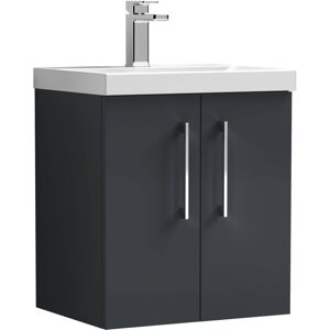 Balterley Level Modern Bathroom 2 Soft Close Door & Mid-Edge Wall Hung Vanity Unit Basin, Dark Grey, 500mm Balterley Level Modern Bathroom 2 Soft Close Door & Mid-Edge Wall Hung Vanity Unit Basin, Dark Grey, 500mm