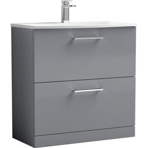 Balterley Level Modern Bathroom Floor Standing 2 Soft Close Drawer Vanity Unit & Curved Basin, Satin Grey, 800mm Balterley Level Modern Bathroom Floor Standing 2 Soft Close Drawer Vanity Unit & Curved Basin, Satin Grey, 800mm