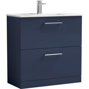 Balterley Level Contemporary Bathroom 2 Soft Close Drawer & Minimalist Floor Standing Vanity Unit Basin, Midnight Blue, 800mm Balterley Level Contemporary Bathroom 2 Soft Close Drawer & Minimalist Floor Standing Vanity Unit Basin, Midnight Blue, 800mm