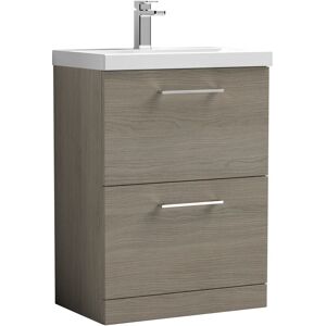 Balterley Level Floor Standing 2 Soft Close Drawer & Thin-Edge Bathroom Vanity Unit Basin, Solace Oak, 600mm Balterley Level Floor Standing 2 Soft Close Drawer & Thin-Edge Bathroom Vanity Unit Basin, Solace Oak, 600mm