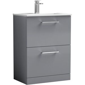 Balterley Level Modern Bathroom 2 Soft Close Drawer & Minimalist Floor Standing Vanity Unit Basin, Satin Grey, 440mm Balterley Level Modern Bathroom 2 Soft Close Drawer & Minimalist Floor Standing Vanity Unit Basin, Satin Grey, 440mm