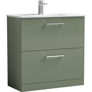 Balterley Level Contemporary Bathroom 2 Soft Close Drawer & Minimalist Floor Standing Vanity Unit Basin, Satin Green, 800mm Balterley Level Contemporary Bathroom 2 Soft Close Drawer & Minimalist Floor Standing Vanity Unit Basin, Satin Green, 800mm