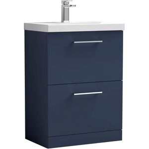 Balterley Level Modern Bathroom Floor Standing 2 Soft Close Drawer & Mid-Edge Vanity Unit Basin, Midnight Blue, 600mm Balterley Level Modern Bathroom Floor Standing 2 Soft Close Drawer & Mid-Edge Vanity Unit Basin, Midnight Blue, 600mm