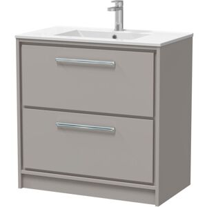 Balterley Modern Bathroom Floor Standing 2 Soft Close Drawer Vanity Unit & Basin, Pebble Grey, 800mm Balterley Modern Bathroom Floor Standing 2 Soft Close Drawer Vanity Unit & Basin, Pebble Grey, 800mm