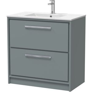 Balterley Modern Bathroom Floor Standing 2 Soft Close Drawer Vanity Unit & Basin, Coastal Grey, 800mm Balterley Modern Bathroom Floor Standing 2 Soft Close Drawer Vanity Unit & Basin, Coastal Grey, 800mm