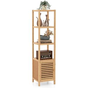 Costway - Bamboo Floor Storage Cabinet 140cm Standing Organizer Cabinet Natural Costway - Bamboo Floor Storage Cabinet 140cm Standing Organizer Cabinet Natural