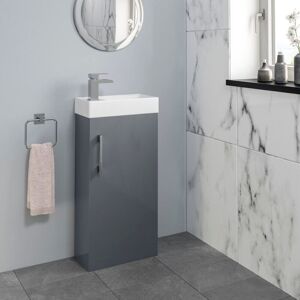 Aurora 400mm Grey Gloss Bathroom Vanity Unit with Basin Sink Storage with No Tap Aurora 400mm Grey Gloss Bathroom Vanity Unit with Basin Sink Storage with No Tap