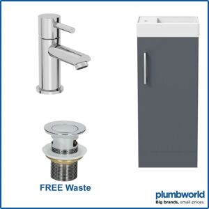 Aurora 400mm Grey Gloss Bathroom Vanity Unit with Basin Sink Storage with Malmo Round Mixer Tap & Waste Aurora 400mm Grey Gloss Bathroom Vanity Unit with Basin Sink Storage with Malmo Round Mixer Tap & Waste