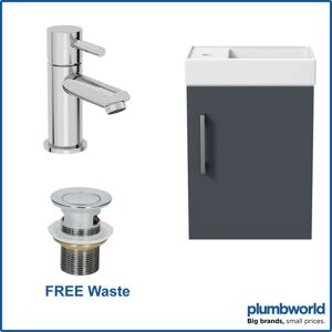 Aurora 400mm Grey Gloss Wall Hung Bathroom Vanity Unit with Basin Sink Storage with Malmo Round Mixer Tap & Waste Aurora 400mm Grey Gloss Wall Hung Bathroom Vanity Unit with Basin Sink Storage with Malmo Round Mixer Tap & Waste