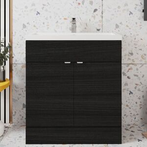 VASARI Hudson Reed Fusion Floor Standing Vanity Unit with Ceramic Basin 800mm Wide - Charcoal Black Woodgrain VASARI Hudson Reed Fusion Floor Standing Vanity Unit with Ceramic Basin 800mm Wide - Charcoal Black Woodgrain