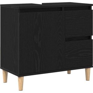 Bathroom Cabinet Black oak 65 x 33 x 60 cm Engineered Wood vidaXL Bathroom Cabinet Black oak 65 x 33 x 60 cm Engineered Wood vidaXL