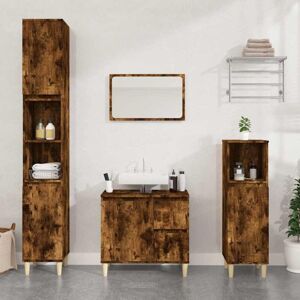 Bathroom Cabinet Smoked Oak 65x33x60 cm Engineered Wood Vidaxl Bathroom Cabinet Smoked Oak 65x33x60 cm Engineered Wood Vidaxl