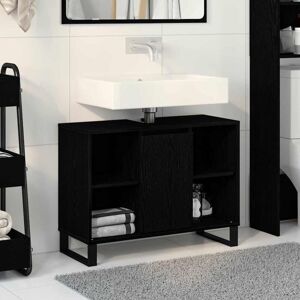 Bathroom Cabinet Black oak 80 x 33 x 60 cm Engineered Wood Vidaxl Bathroom Cabinet Black oak 80 x 33 x 60 cm Engineered Wood Vidaxl