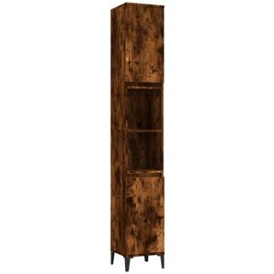 Bathroom Cabinet Smoked Oak 30x30x190 cm Engineered Wood Vidaxl Bathroom Cabinet Smoked Oak 30x30x190 cm Engineered Wood Vidaxl