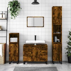 Bathroom Cabinet Smoked Oak 80x33x60 cm Engineered Wood Vidaxl Bathroom Cabinet Smoked Oak 80x33x60 cm Engineered Wood Vidaxl