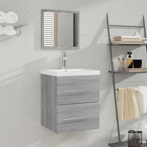 vidaXL Grey Sonoma Wall Mirror Bathroom Cabinet - Bathroom Furniture vidaXL Grey Sonoma Wall Mirror Bathroom Cabinet - Bathroom Furniture