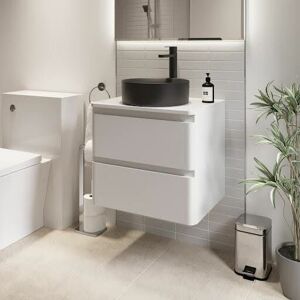 Regis - Bathroom Cloakroom Vanity Unit Wall Mounted Countertop Basin White Gloss 600mm Regis - Bathroom Cloakroom Vanity Unit Wall Mounted Countertop Basin White Gloss 600mm