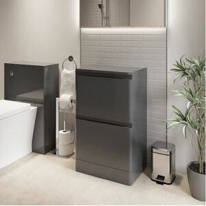 Regis - Bathroom Cloakroom Vanity Unit Wash 500mm Cabinet Drawers Storage Grey Gloss Regis - Bathroom Cloakroom Vanity Unit Wash 500mm Cabinet Drawers Storage Grey Gloss