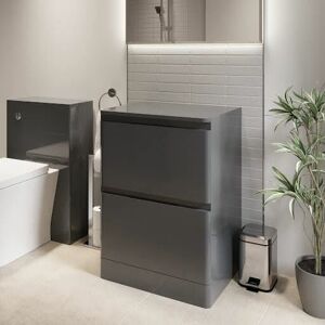 Regis Bathroom Cloakroom Vanity Unit Wash 600mm Cabinet Drawers Storage Grey Gloss Regis Bathroom Cloakroom Vanity Unit Wash 600mm Cabinet Drawers Storage Grey Gloss