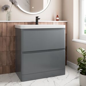 AQUARI Grey Bathroom Furniture Vanity Unit Basin Storage Cabinet Cupboard 800mm AQUARI Grey Bathroom Furniture Vanity Unit Basin Storage Cabinet Cupboard 800mm