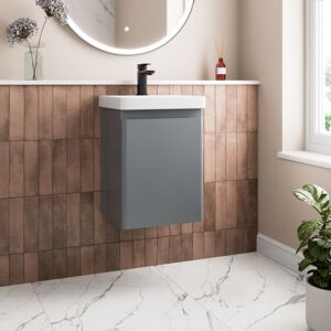 Aquari - Grey Bathroom Furniture Vanity Unit Basin Storage Cabinet Cupboard 400mm Wall Hung Aquari - Grey Bathroom Furniture Vanity Unit Basin Storage Cabinet Cupboard 400mm Wall Hung