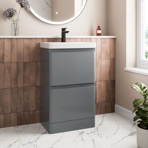AQUARI Grey Bathroom Furniture Vanity Unit Basin Storage Cabinet Cupboard 500mm AQUARI Grey Bathroom Furniture Vanity Unit Basin Storage Cabinet Cupboard 500mm