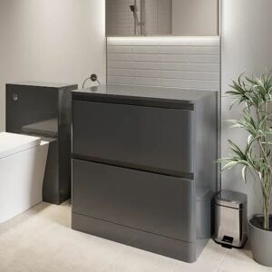 Regis - Bathroom Cloakroom Vanity Unit Wash 800mm Cabinet Drawers Storage Grey Gloss Regis - Bathroom Cloakroom Vanity Unit Wash 800mm Cabinet Drawers Storage Grey Gloss