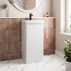 Regis - White Bathroom Furniture Vanity Unit with Basin Sink Modern Cabinet Storage 400mm Regis - White Bathroom Furniture Vanity Unit with Basin Sink Modern Cabinet Storage 400mm