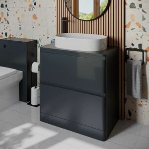 Regis - Bathroom Cloakroom Vanity Unit Wash Countertop Basin Storage Cabinet Grey 800mm Regis - Bathroom Cloakroom Vanity Unit Wash Countertop Basin Storage Cabinet Grey 800mm