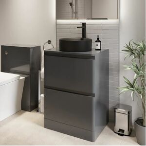 Regis Bathroom Cloakroom Vanity Unit Wash Storage Cabinet Countertop Basin Grey 600mm Regis Bathroom Cloakroom Vanity Unit Wash Storage Cabinet Countertop Basin Grey 600mm