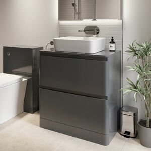 Regis Bathroom Cloakroom Vanity Unit Wash Storage Cabinet Countertop Basin Grey 800mm Regis Bathroom Cloakroom Vanity Unit Wash Storage Cabinet Countertop Basin Grey 800mm