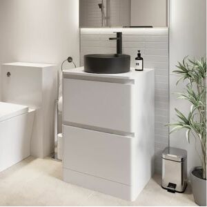 Regis - Bathroom Cloakroom Vanity Unit Wash Storage Cabinet Countertop Basin White 600mm Regis - Bathroom Cloakroom Vanity Unit Wash Storage Cabinet Countertop Basin White 600mm