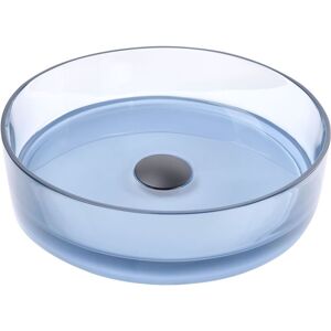 Beliani Blue Solid Surface Round Bathroom Sink - 36x10x36 - Modern, Stylish Beliani Blue Solid Surface Round Bathroom Sink - 36x10x36 - Modern, Stylish