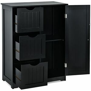 COSTWAY Bathroom Floor Cabinet Storage Cupboard Organizer W/Adjustable Shelf & 3 Drawers COSTWAY Bathroom Floor Cabinet Storage Cupboard Organizer W/Adjustable Shelf & 3 Drawers