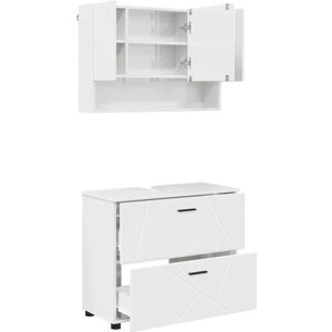 Bathroom Furniture Set 2 pcs High gloss white Engineered wood vidaXL Bathroom Furniture Set 2 pcs High gloss white Engineered wood vidaXL