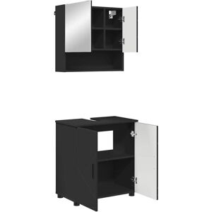 Bathroom Furniture Set Wall-mounted 2 pcs Black Engineered wood vidaXL Bathroom Furniture Set Wall-mounted 2 pcs Black Engineered wood vidaXL