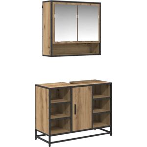 Bathroom Furniture Set 2 pcs Artisan Oak Engineered Wood vidaXL Bathroom Furniture Set 2 pcs Artisan Oak Engineered Wood vidaXL