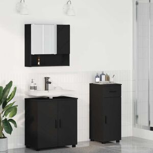 Bathroom Furniture Set Wall-mounted 3 pcs Black Engineered wood vidaXL Bathroom Furniture Set Wall-mounted 3 pcs Black Engineered wood vidaXL