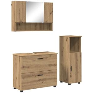 Bathroom Furniture Set 3 pcs Artisan oak Engineered wood vidaXL Bathroom Furniture Set 3 pcs Artisan oak Engineered wood vidaXL
