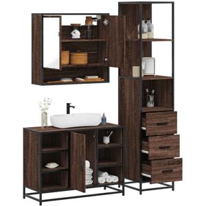 Vidaxl - 3 Piece Bathroom Furniture Set Brown Oak Engineered Wood Vidaxl - 3 Piece Bathroom Furniture Set Brown Oak Engineered Wood