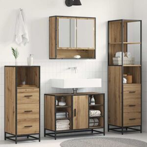 Bathroom Furniture Set 3 pcs Artisan Oak Engineered Wood vidaXL Bathroom Furniture Set 3 pcs Artisan Oak Engineered Wood vidaXL