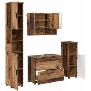 Bathroom Furniture Set with Door 4 pcs Old wood Engineered wood vidaXL Bathroom Furniture Set with Door 4 pcs Old wood Engineered wood vidaXL