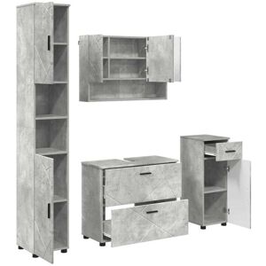 Bathroom Furniture Set 4 pcs Concrete grey Engineered wood vidaXL Bathroom Furniture Set 4 pcs Concrete grey Engineered wood vidaXL